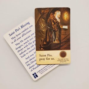 Padre Pio Small Relic Prayer Card
