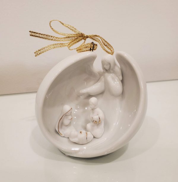 Porcelain Iridescent Nativity Ornament