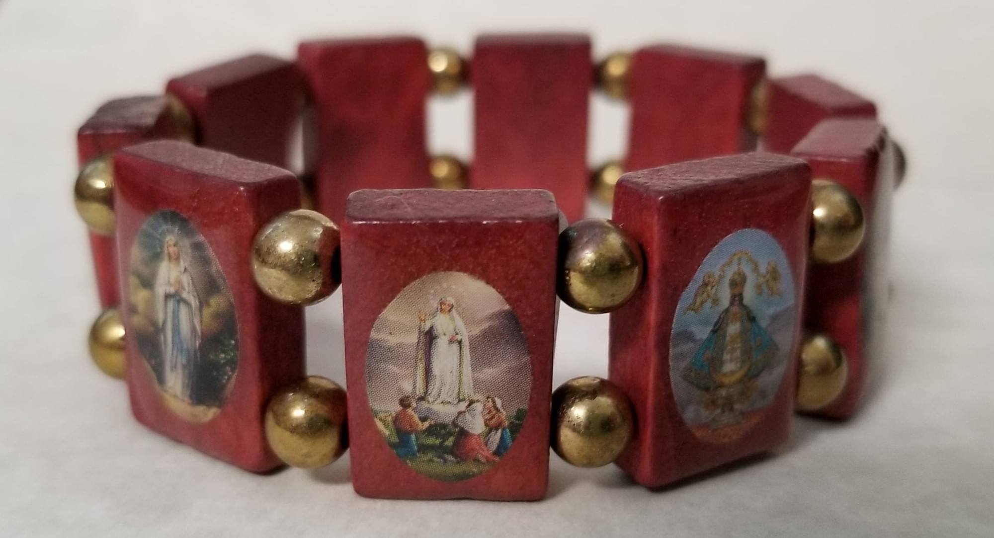 Red Wooden Saints Bracelet Padre Pio Foundation Of America Red Wooden Saints Bracelet