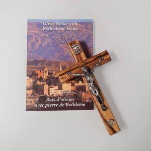 Olivewood Cross with Bethlehem Stone