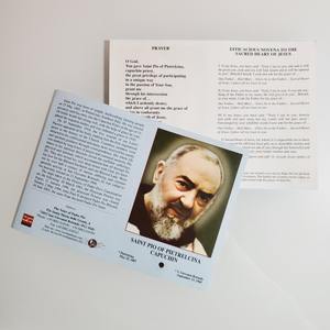 Multilingual Saint Pio of Pietrelcina Relic Prayer Card