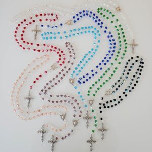 Glass Aurora Borealis Rosary with 3rd class Relic of Padre Pio