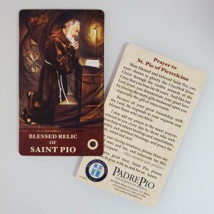 NEW! Padre Pio Large Relic Prayer Card