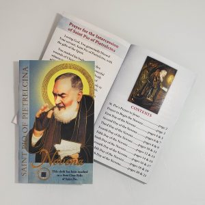 NEW! Saint Pio of Pietrelcina Novena Booklet with Relic