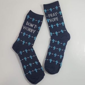 NEW! Navy Pray, Hope and Don't Worry Socks
