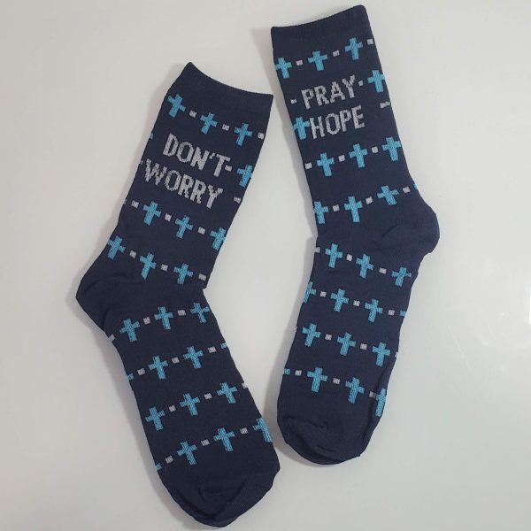 NEW! Navy Pray, Hope and Don't Worry Socks