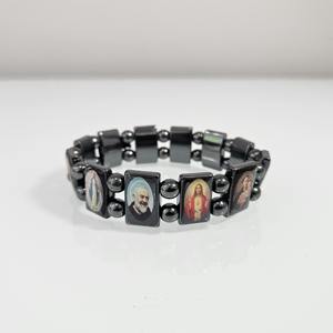Padre Pio and the Saints Hematite Bracelet