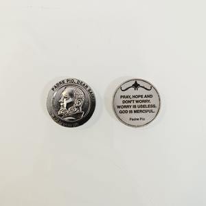 Padre Pio Pray, Hope and Don't Worry Silver Coin