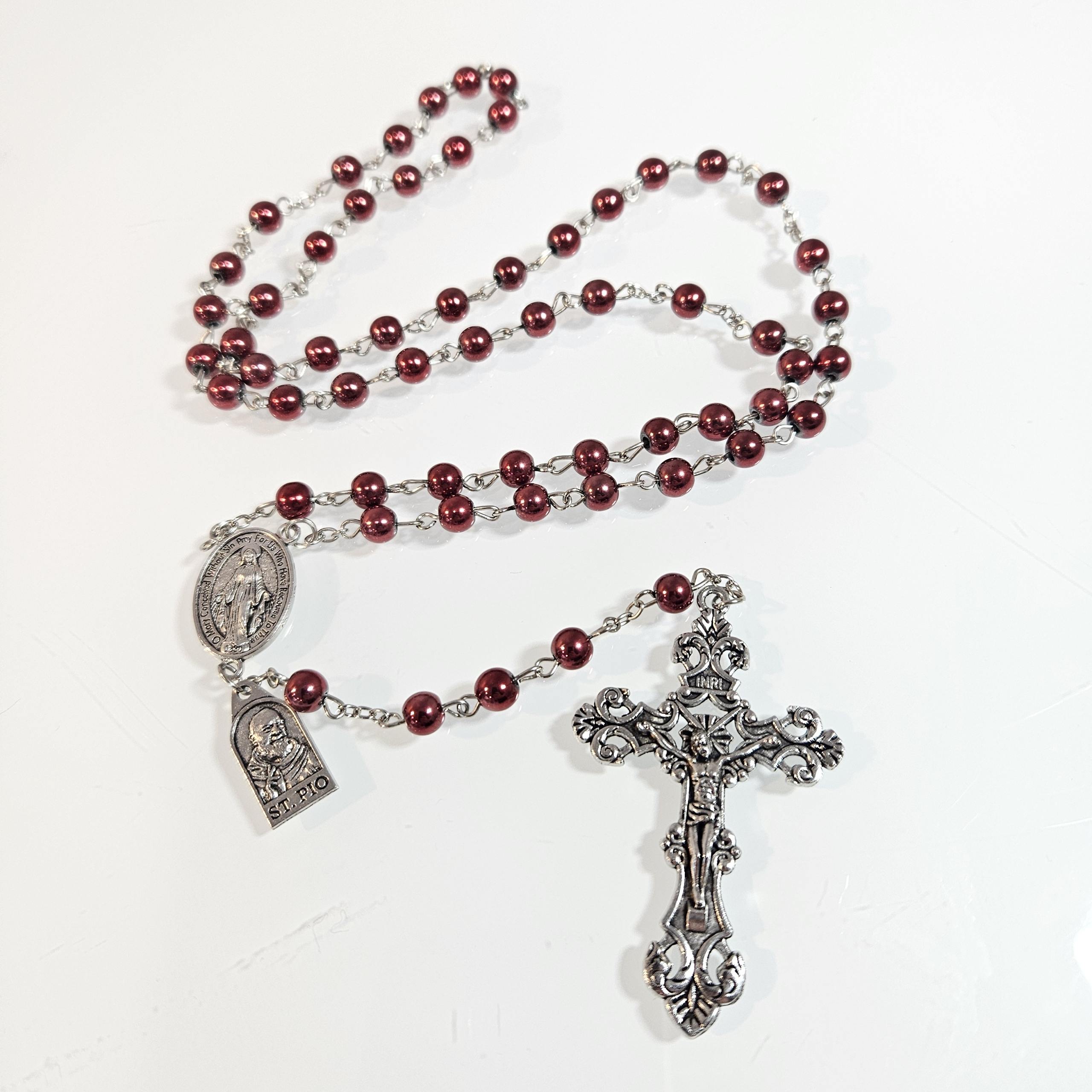 Handmade Rosary, 10mm Fuschia Painted Hematite 2024 Beads