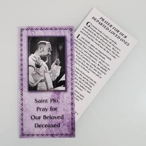 Saint Pio, Pray for Our Beloved Deceased Prayer Card