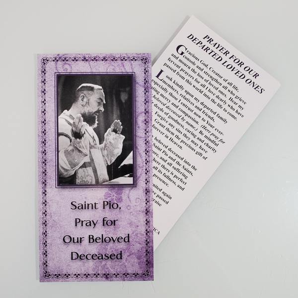 Saint Pio, Pray for Our Beloved Deceased Prayer Card