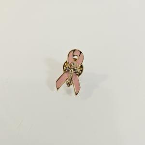 Pink Ribbon with Cross Lapel Pin