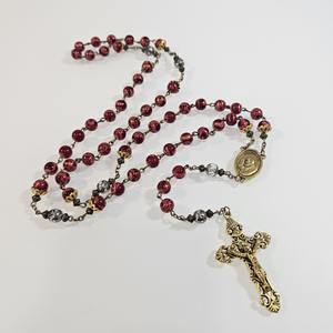 Saint Pio and Saint Michael Heart on Fire Rosary