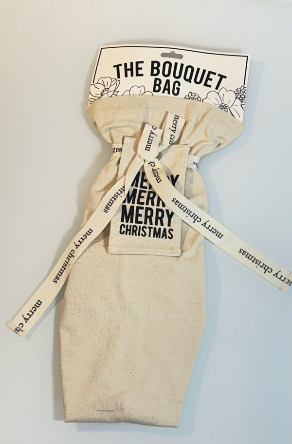 Reusable Canvas Bouquet Bag- Christmas