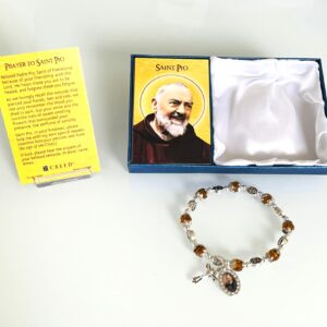 Saint Pio Amber Crystal Bracelet in Box
