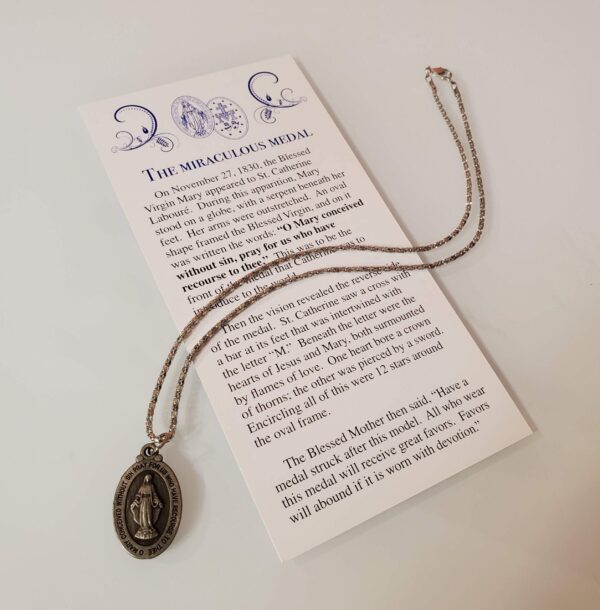 Miraculous Medal Necklace with Prayer Card - Image 4