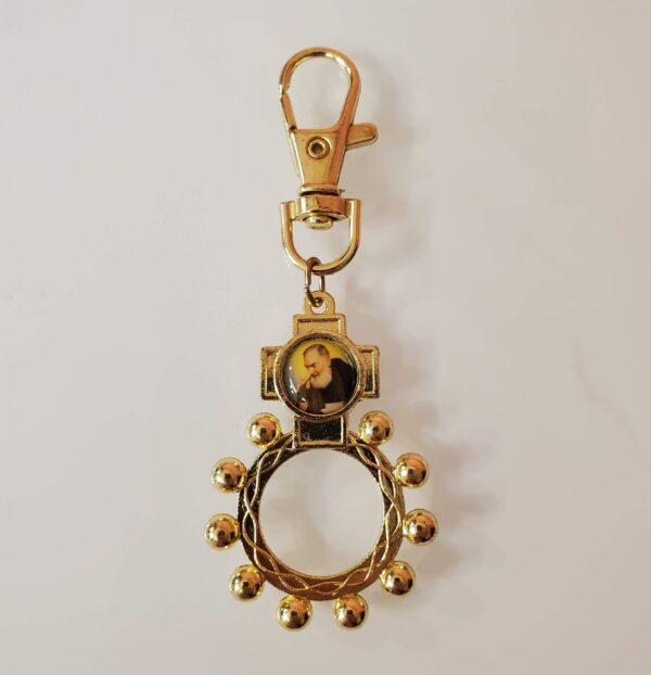 Padre Pio Rosary Ring Lobster Clasp Keychain - Image 5