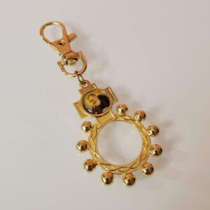 Padre Pio Rosary Ring Lobster Clasp Keychain