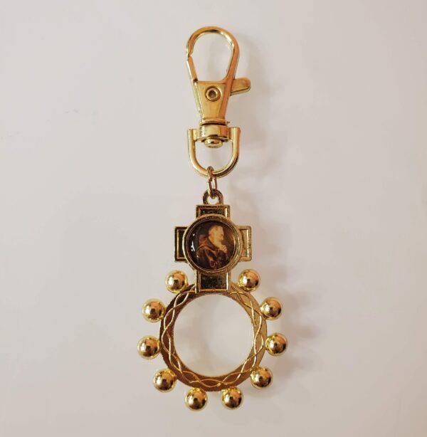 Padre Pio Rosary Ring Lobster Clasp Keychain - Image 4