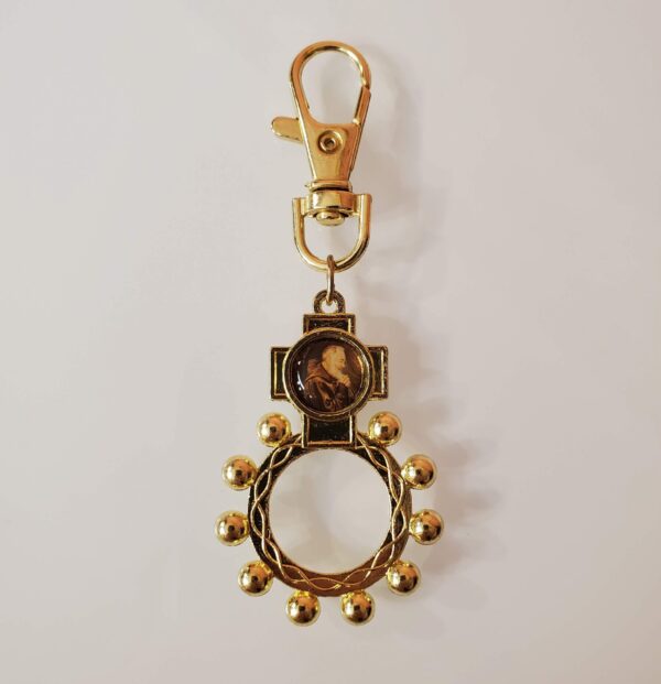 Padre Pio Rosary Ring Lobster Clasp Keychain - Image 6