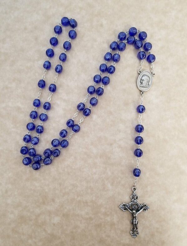 Glass Ruby Padre Pio Relic Rosary - Image 3