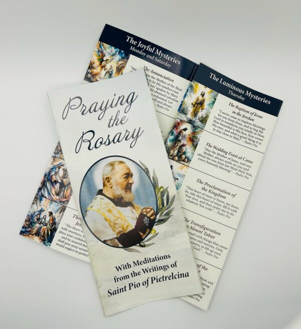 Saint Pio Praying the Rosary Prayer Card
