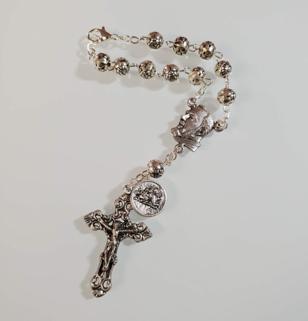 Padre Pio and Saint Christopher Medal Auto Rosary