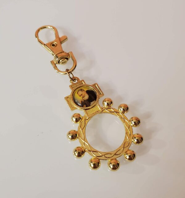 Padre Pio Rosary Ring Lobster Clasp Keychain - Image 7