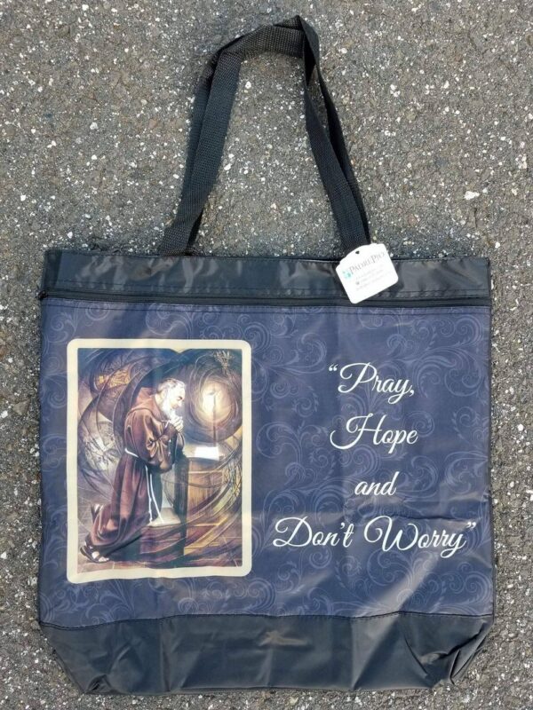 Padre Pio Zippered Tote Bag - Image 2