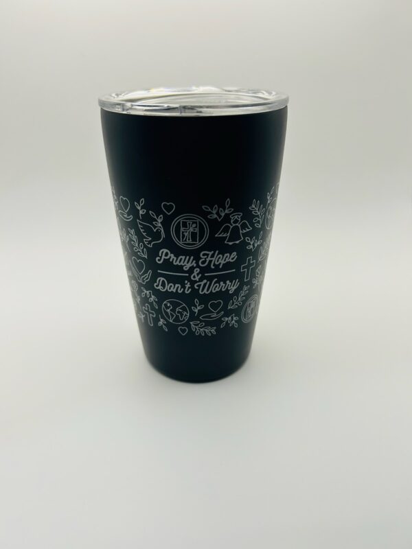 Pray, Hope and Don't Worry Black Tumbler Mug