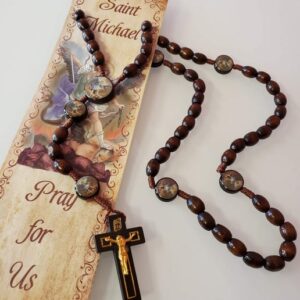 Wooden Cord Rosary Saint Michael