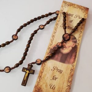 Wooden Cord Rosary Saint Pio