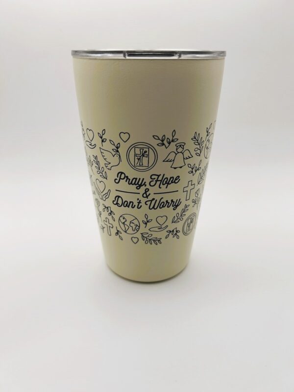 Pray, Hope and Don't Worry White Tumbler Mug
